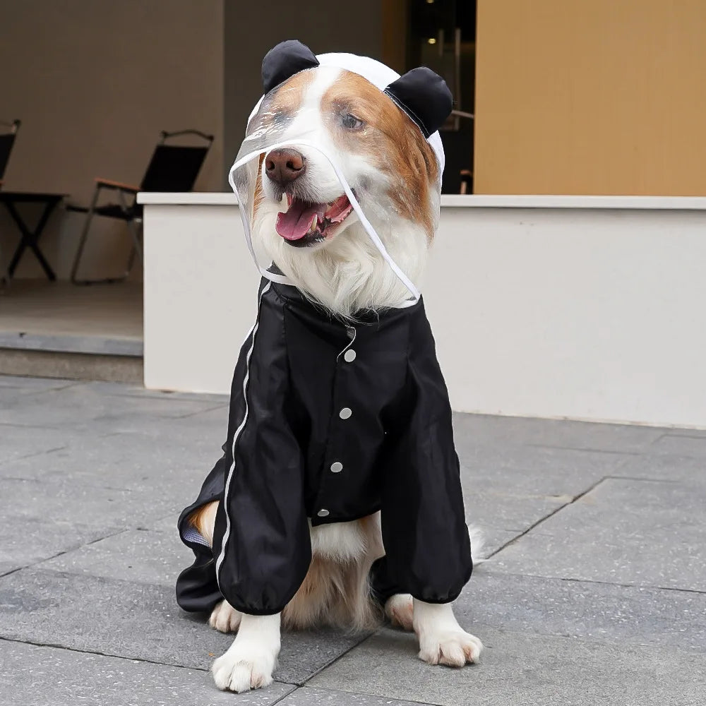 Waterproof Dog Raincoat With Reflective Hood And Lined Design