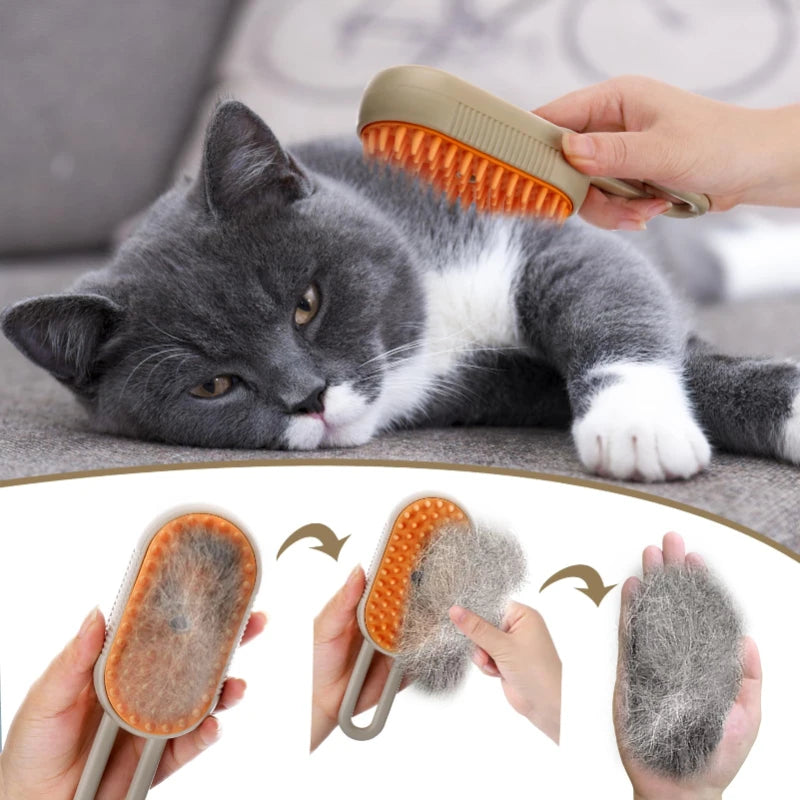 Electric Steam Grooming Brush Hair Remover For Cats And Dogs