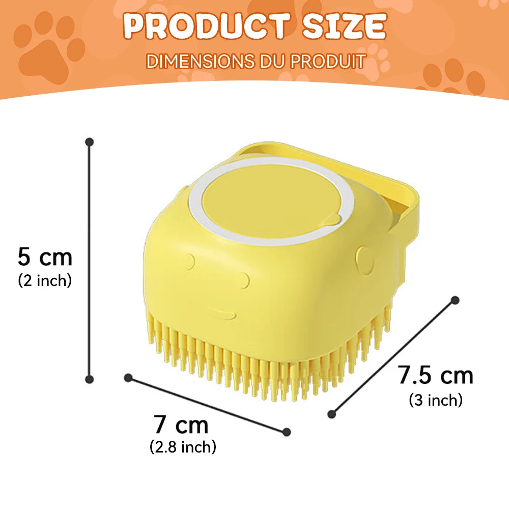 Soft Silicone Dog And Cat Bathing Brush With Shampoo Dispenser