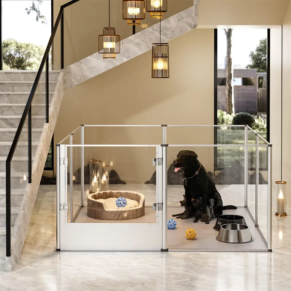 Bingopaw Clear Acrylic Pet Playpen and Whelping Pen Cage