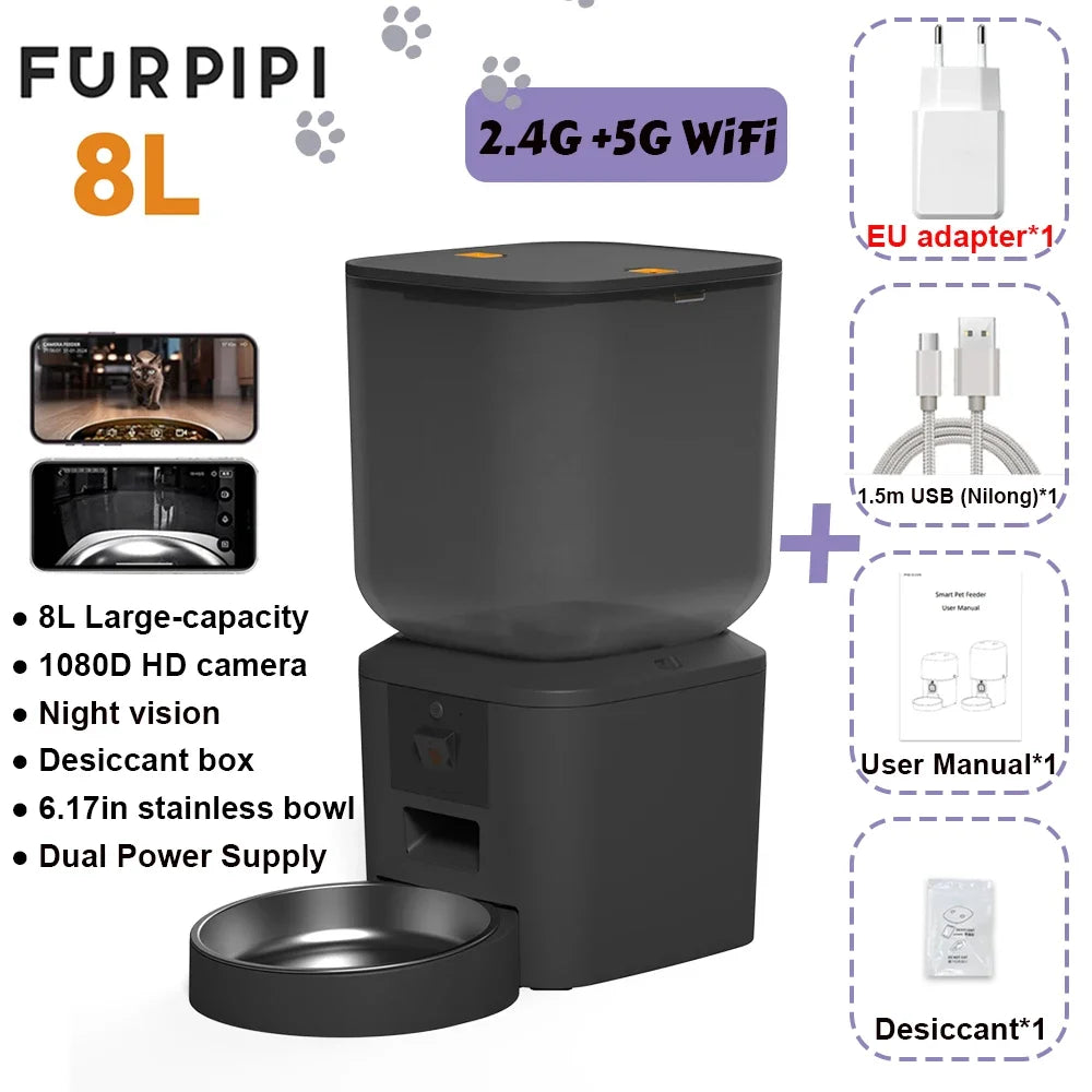 Furpipi Smart Automatic Pet Feeder With HD Camera App Control