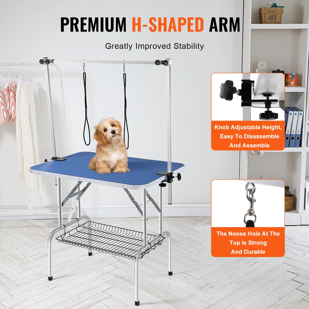 Portable Stainless Steel Pet Grooming Table With Twin Arms