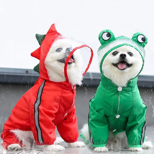Waterproof Dog Raincoat With Reflective Hood And Lined Design