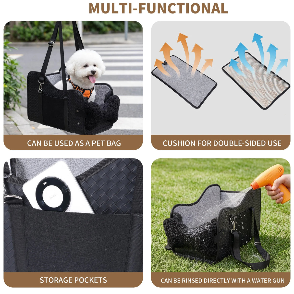 Pet Car Booster Seat With Safety Leash For Small Dogs