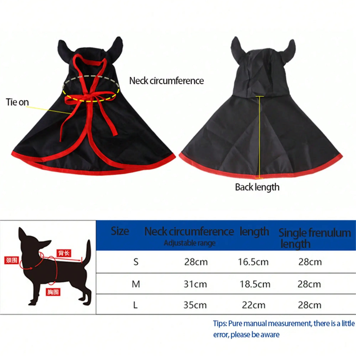Halloween Dog Costume Cape With Devil Hat And Vampire Headband