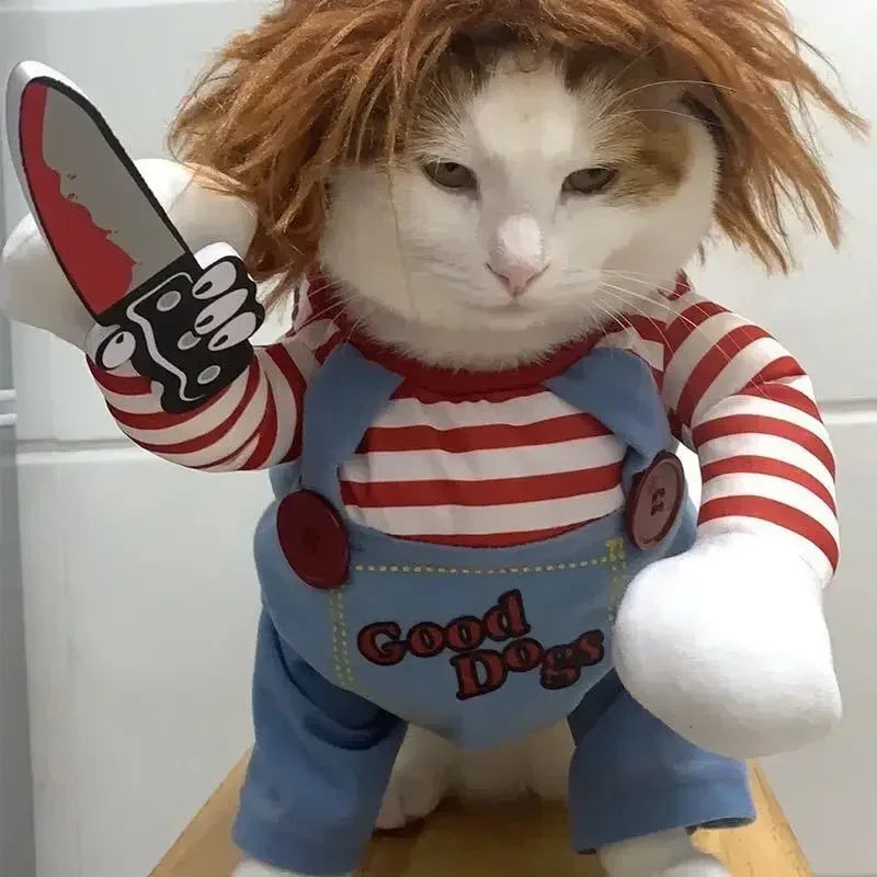 Halloween Chucky Doll Costume for Dogs and Cats Cosplay Outfit