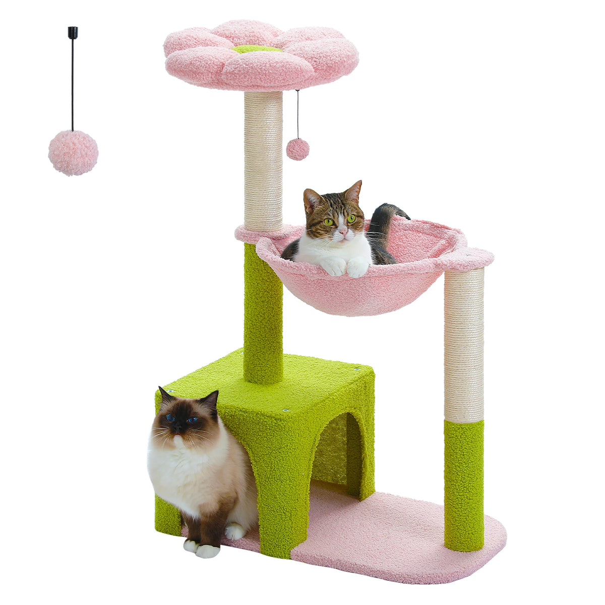 Petepela Flower Cat Tower With Metal Frame Hammock And Sisal Posts