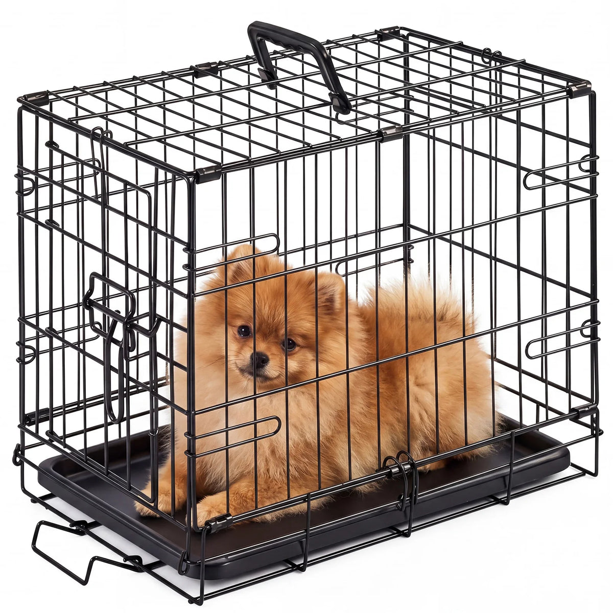 JHK Metal Dog Crate With Foldable Design And Removable Tray