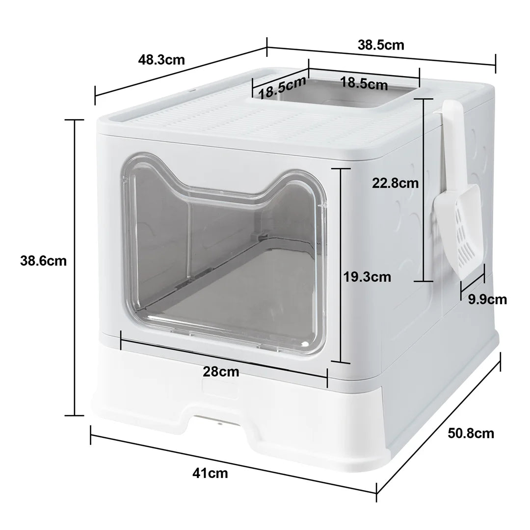 Portable Foldable Enclosed Cat Litter Box With Scoop Drawer