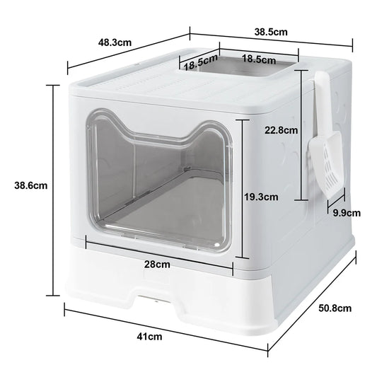 Portable Foldable Enclosed Cat Litter Box With Scoop Drawer