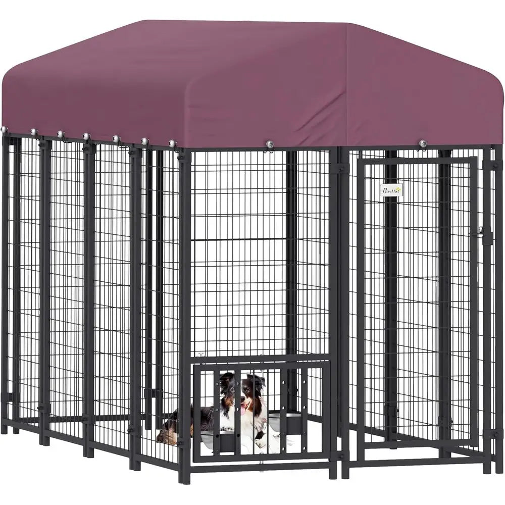 Heavy Duty Outdoor Dog Kennel With Adjustable Bowls And Lock