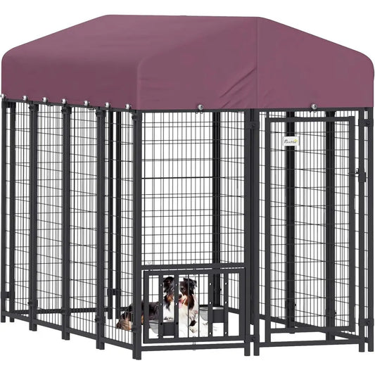 Heavy Duty Outdoor Dog Kennel With Adjustable Bowls And Lock