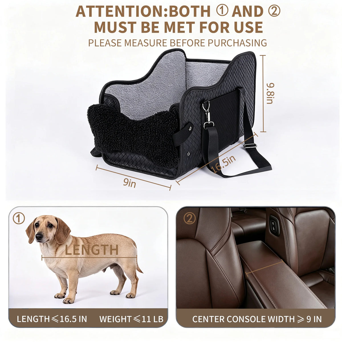 Pet Car Booster Seat With Safety Leash For Small Dogs
