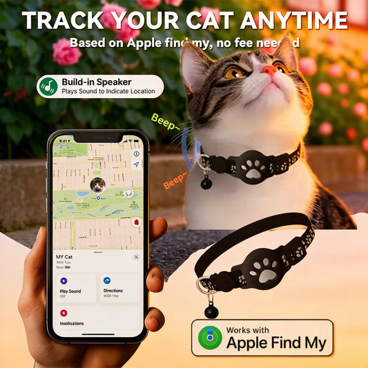 Reflective AirTag Cat Collar Featuring Quick Release And Waterproof Safety