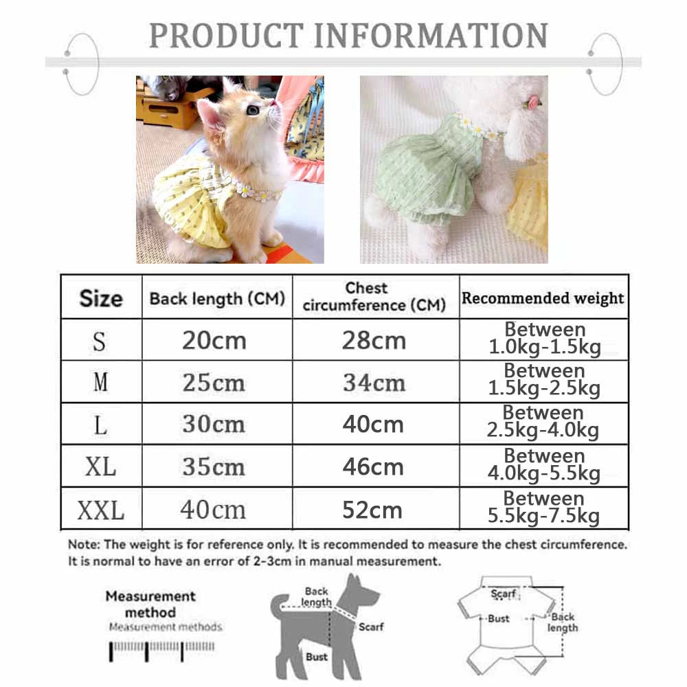 Breathable Floral Wreath Pet Skirt Dress Outfit For Small Puppies