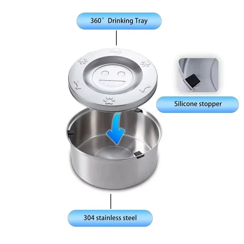 Stainless Steel No Spill Floating Dog Water Bowl