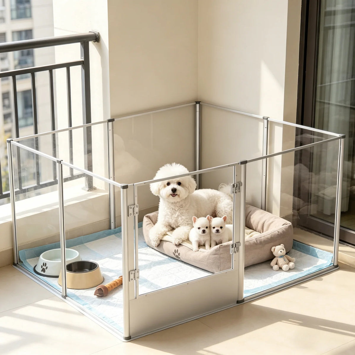 Bingopaw Acrylic Dog Playpen With Waterproof Fertility Pad