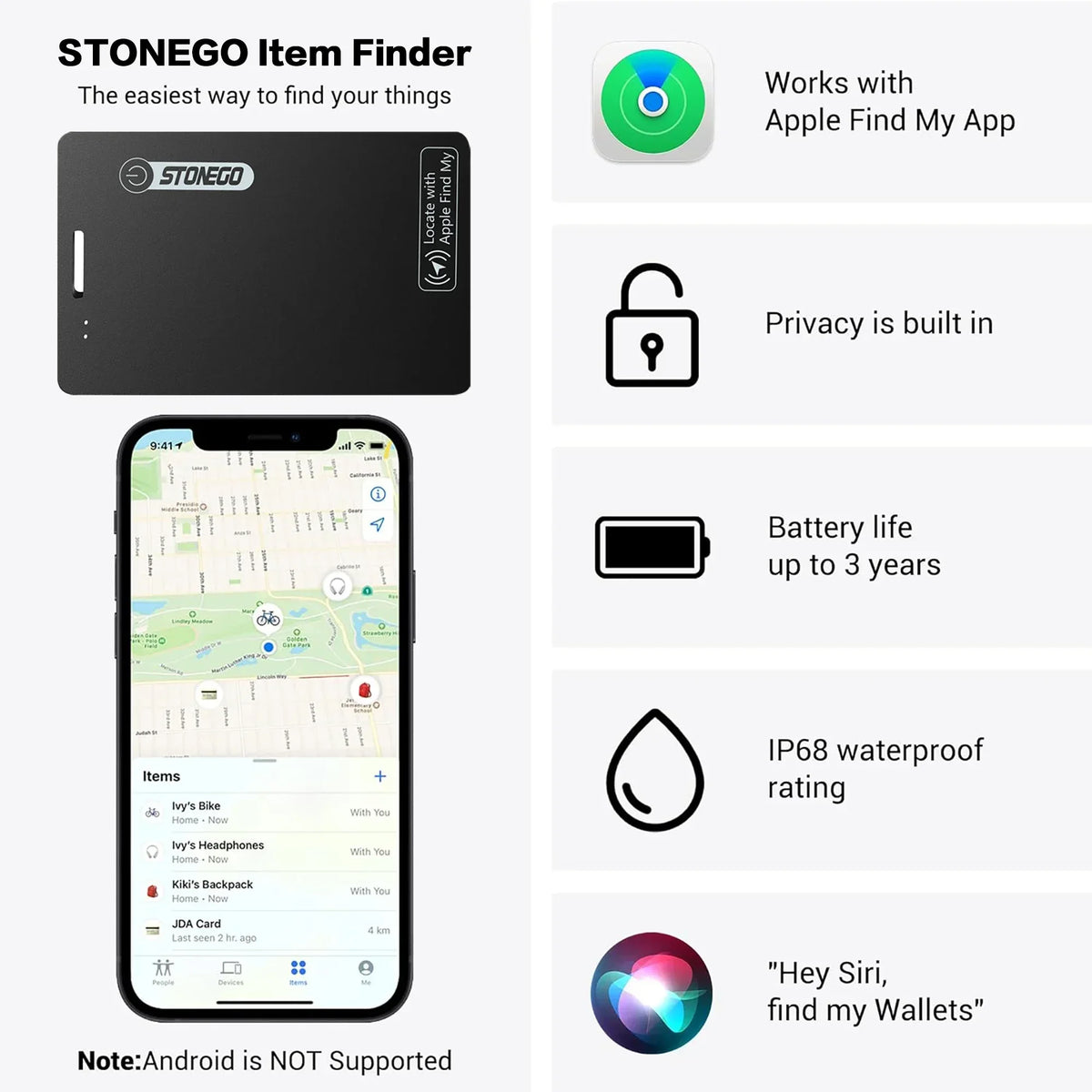 STONEGO Smart Bluetooth Tracker For Wallets, Pets, And Personal Safety