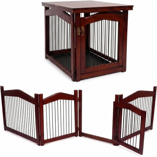 Adjustable Convertible Pet Crate And Secure Walk Through Gate