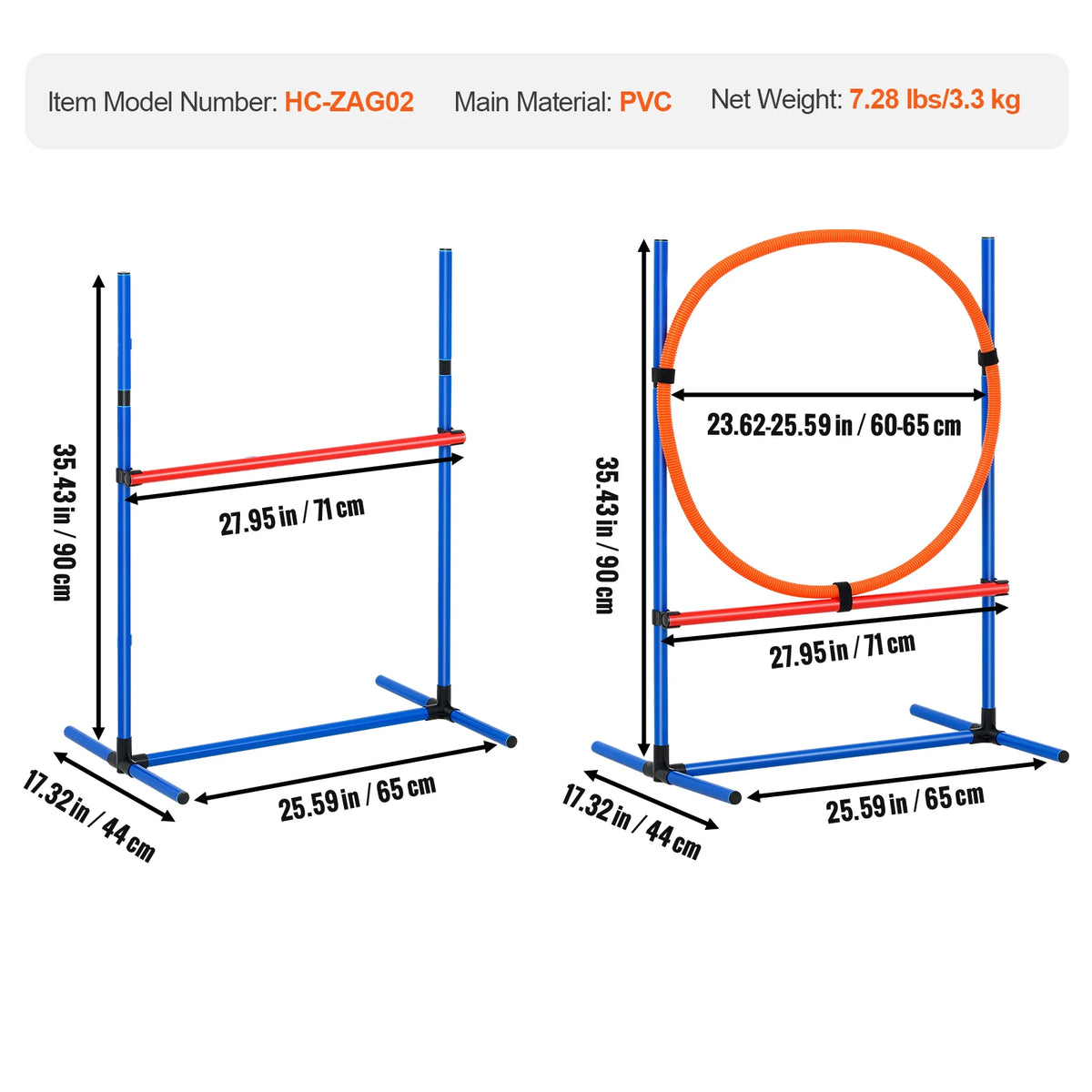 Dog Agility Training Equipment Set With Adjustable Hurdles Weave Poles