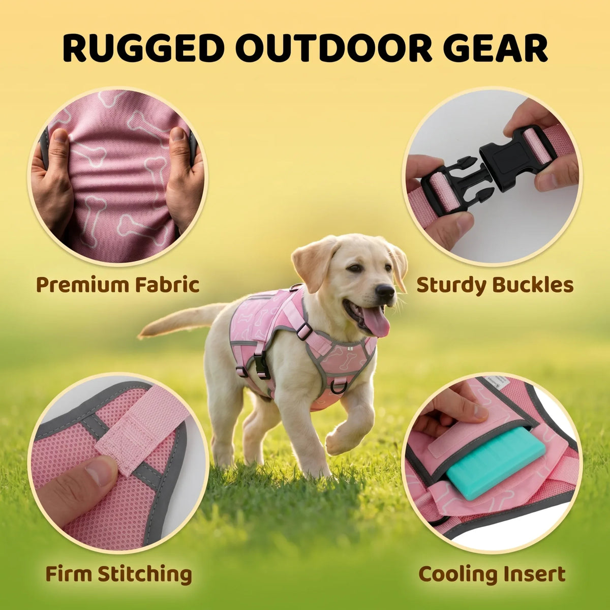 Dog Cooling Vest Harness With Freezable Packs For Outdoor Walking