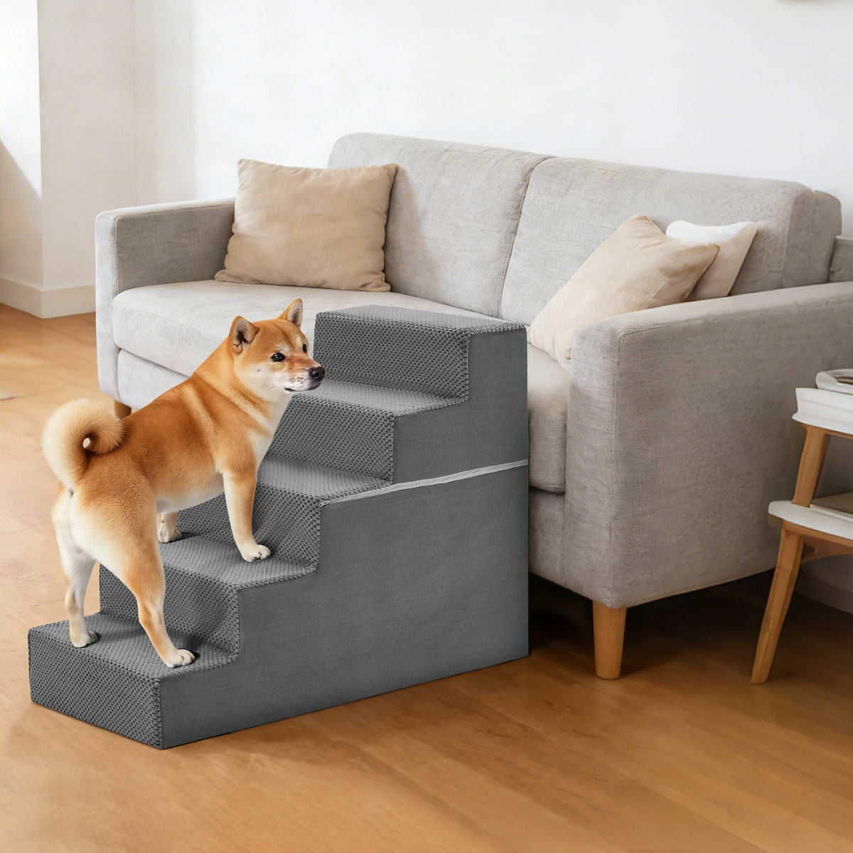Ergonomic Foam Pet Stairs and Curved Ramp for Canines