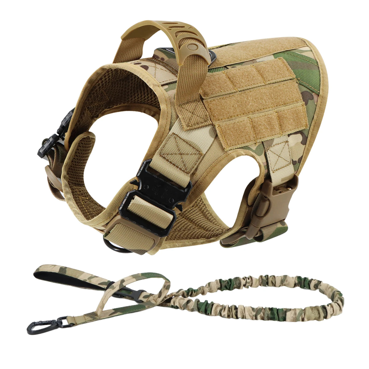 Petravel Padded Military Dog Harness Leash Set With Handle