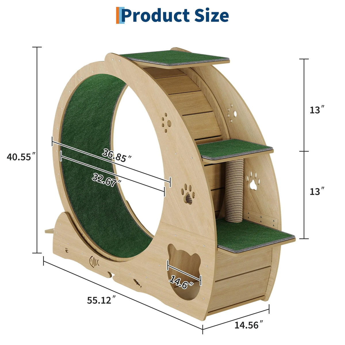 HiMISS Multifunctional Cat Exercise Wheel With Scratch Post