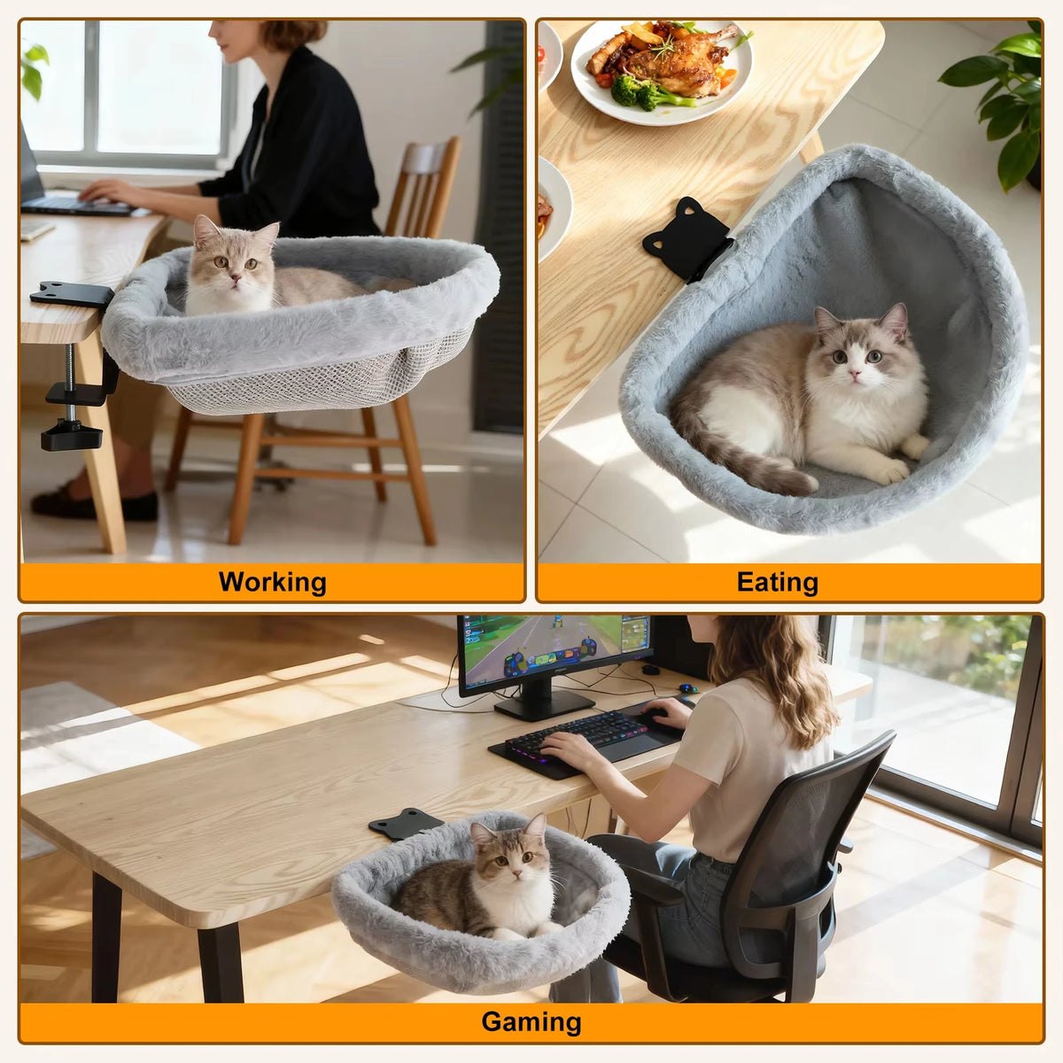 CWV Foldable Cat Desk Bed Hammock For Comfortable Indoor Rest