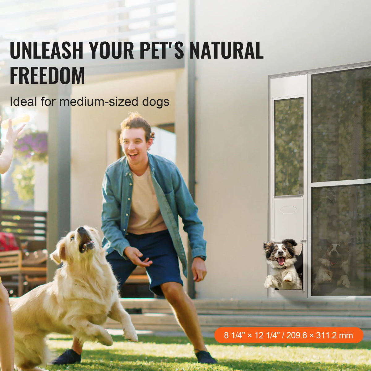 Adjustable Pet Door For Sliding Glass Doors With Secure Flap