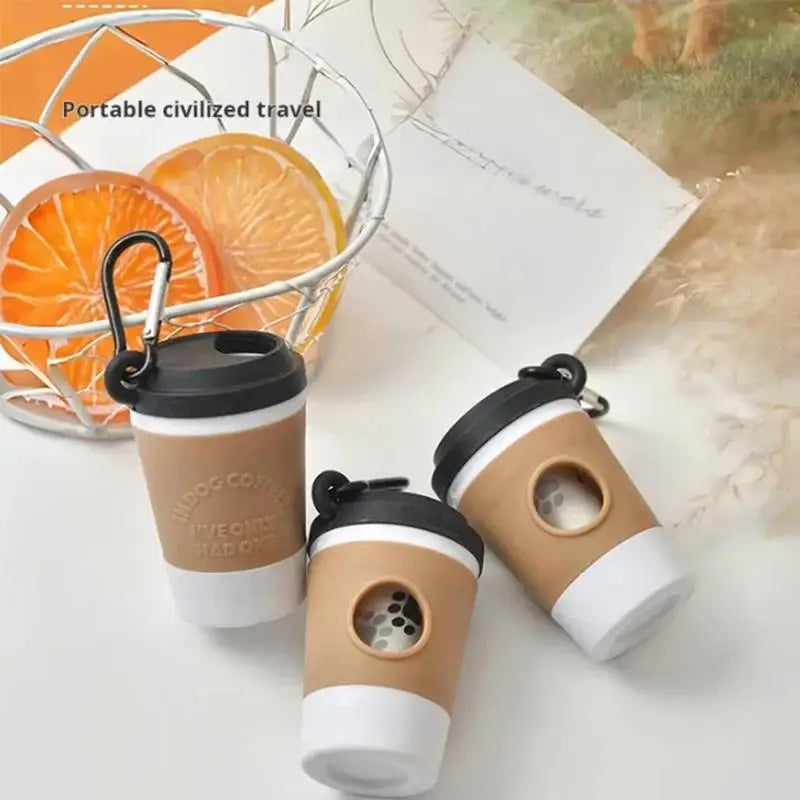 Portable Coffee Cup Design Pet Poop Bag Dispenser Dog Walking
