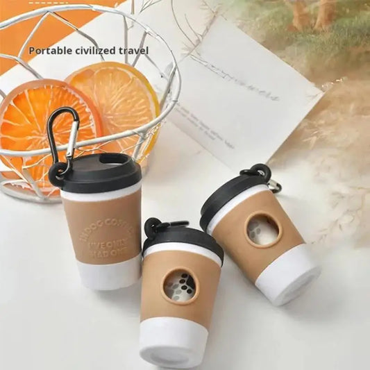 Portable Coffee Cup Design Pet Poop Bag Dispenser Dog Walking