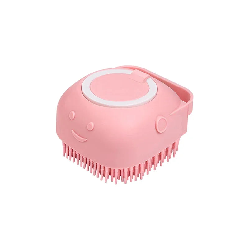 Soft Silicone Dog And Cat Bathing Brush With Shampoo Dispenser