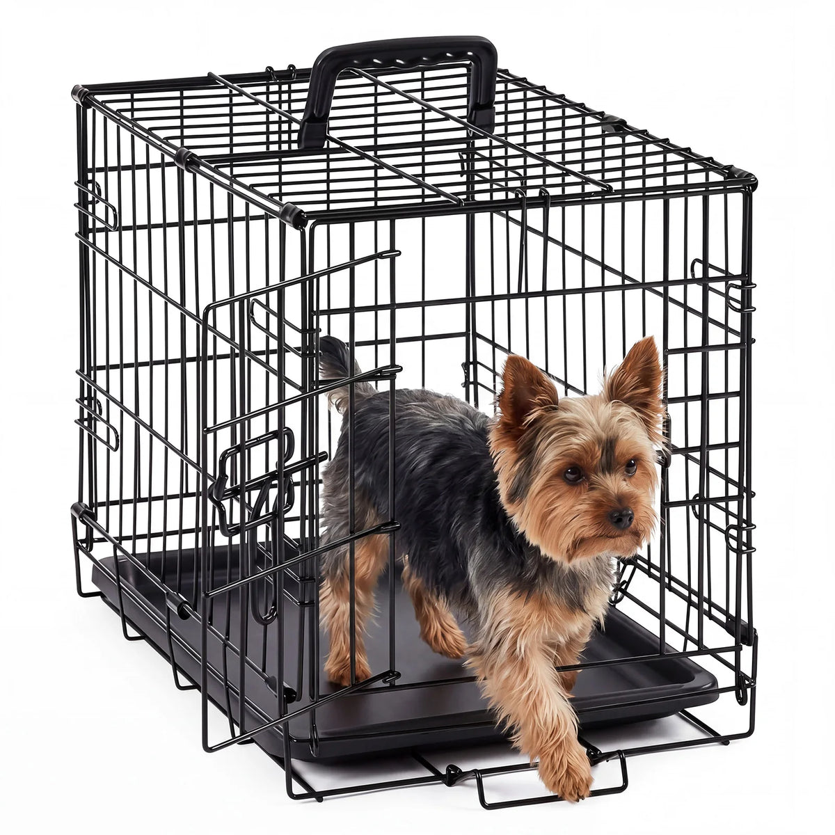 JHK Metal Dog Crate With Foldable Design And Removable Tray