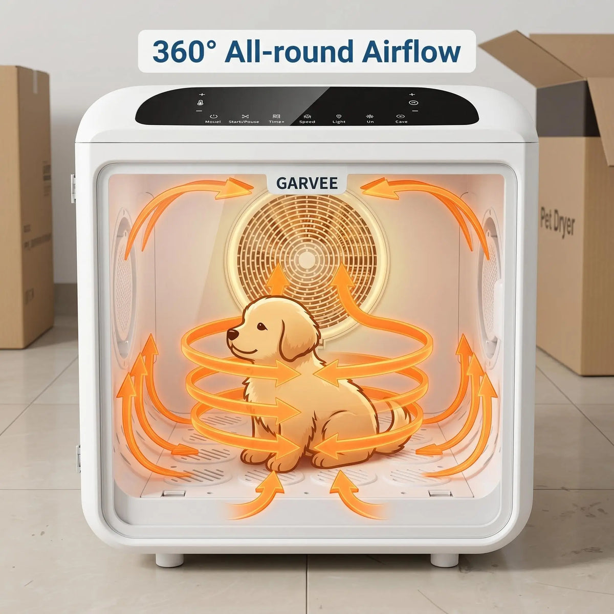 Smart Quiet Pet Dryer Box With 360 Degree Airflow Cabinet