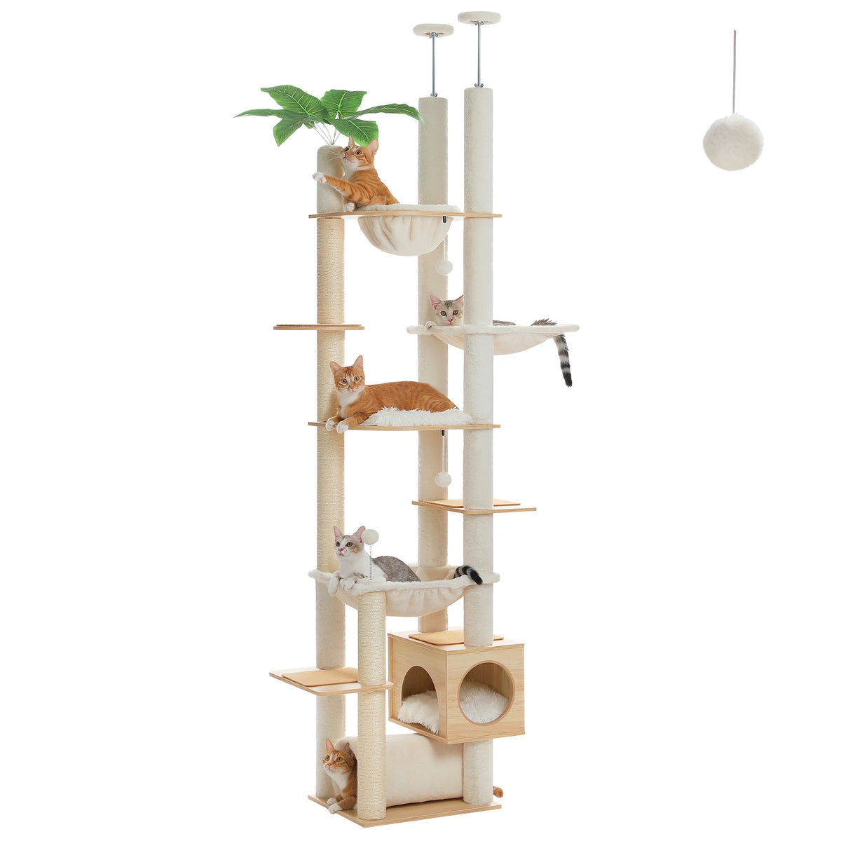 PawZ Road Height Adjustable Cat Tower With Sisal Scratching Posts