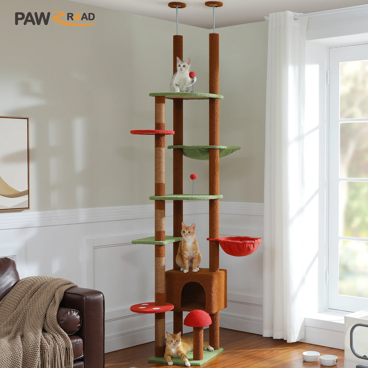 PawZ Road Height Adjustable Cat Tower With Sisal Scratching Posts