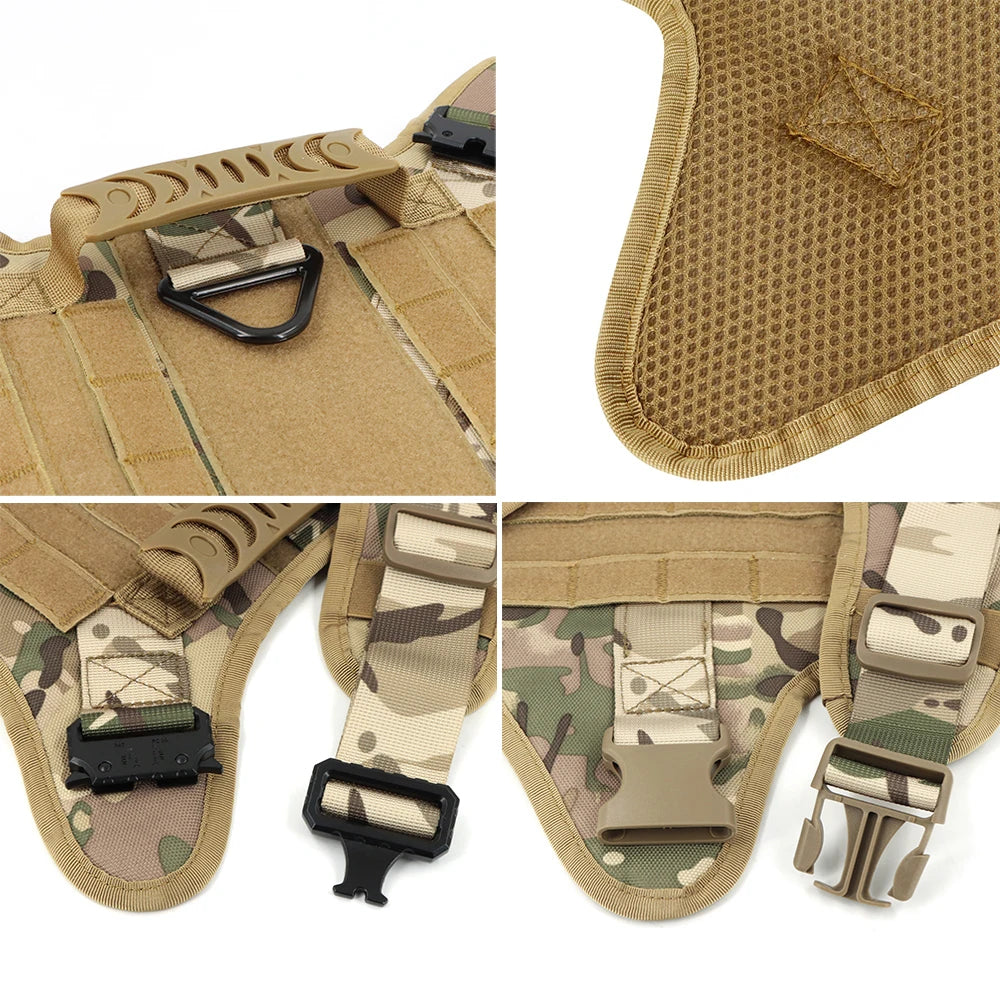 Petravel Padded Military Dog Harness Leash Set With Handle
