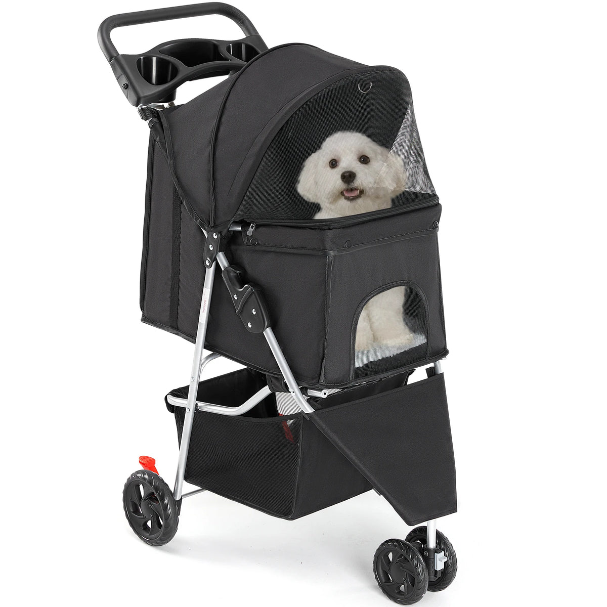 DUMOS Foldable 3 Wheel Pet Stroller For Small Dogs