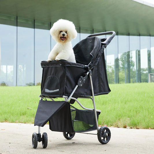 DUMOS Foldable 3 Wheel Pet Stroller For Small Dogs