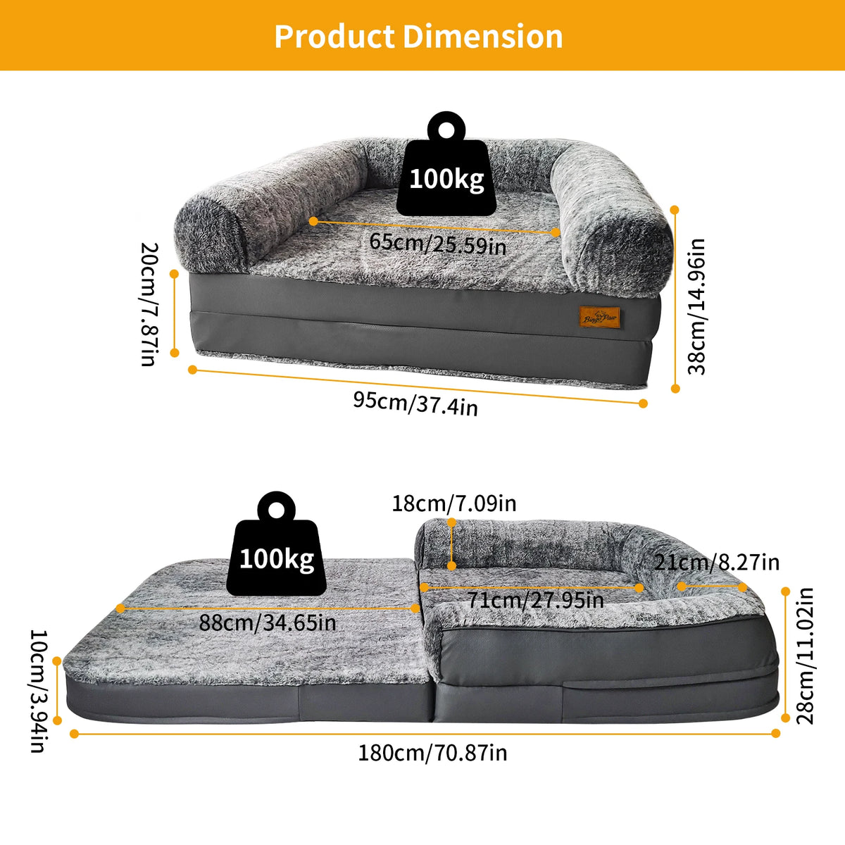 BINGOPAW Orthopedic Pet Bed With Plush Cover And Foldable Design