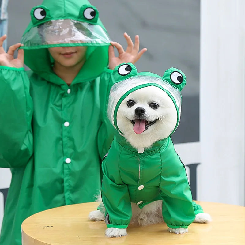 Waterproof Dog Raincoat With Reflective Hood And Lined Design