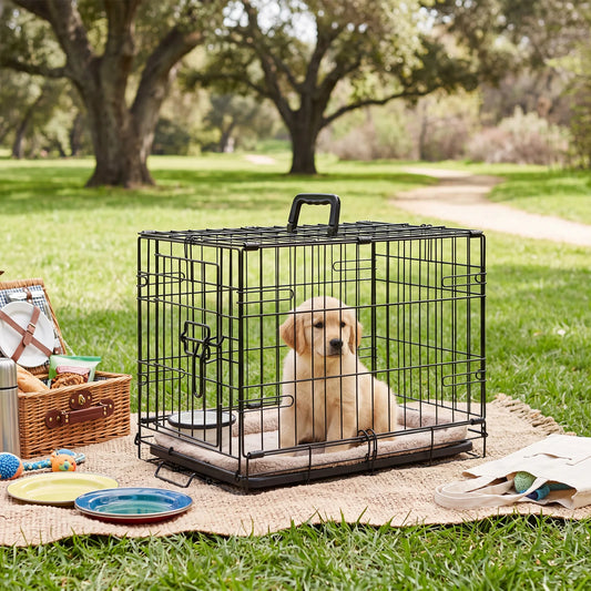 JHK Metal Dog Crate With Foldable Design And Removable Tray