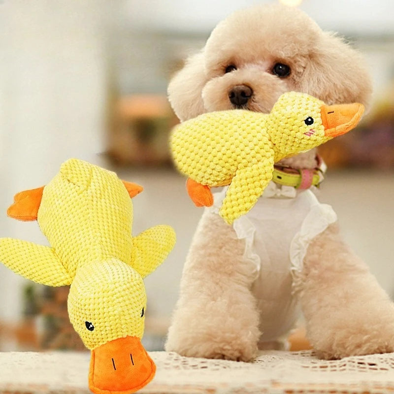 Plush Sleeping Duck Dog Toy for Chewing and Comfort