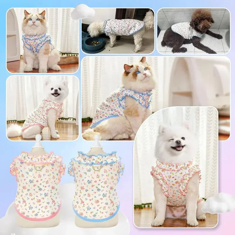 Breathable Ruffle Sleeve Pet Shirt for Dogs and Cats