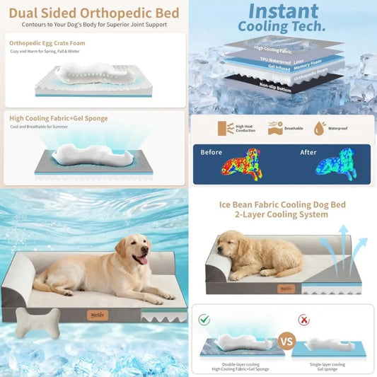 Cooling Gel Memory Foam Orthopedic Dog Bed With Washable Cover