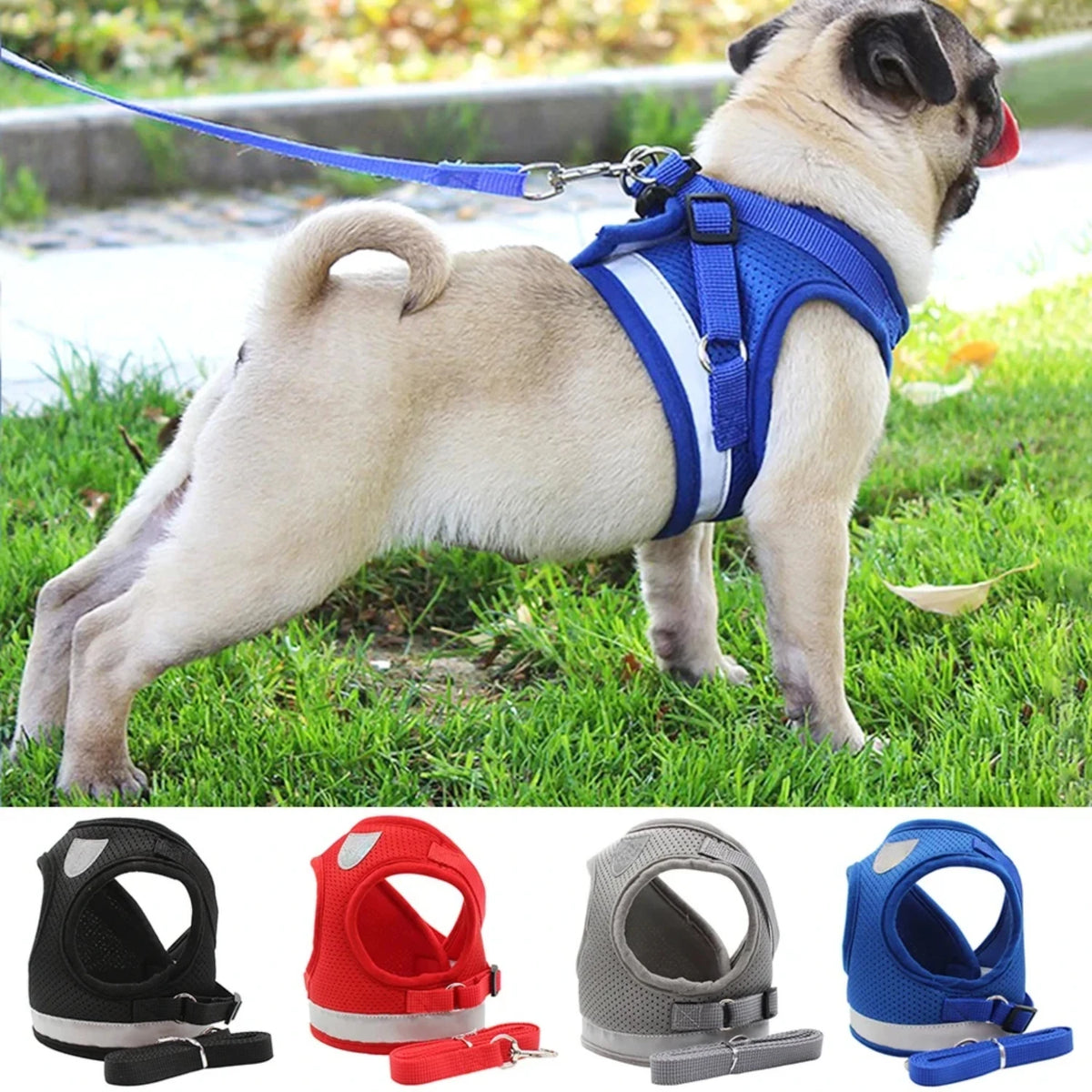 Reflective Adjustable Dog And Cat Vest Harness With Leash