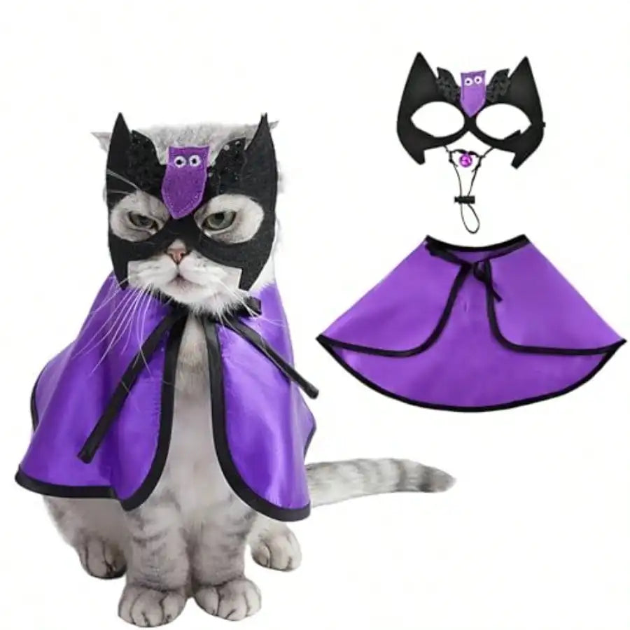 Vampire Halloween Cape And Bat Mask For Dogs And Cats