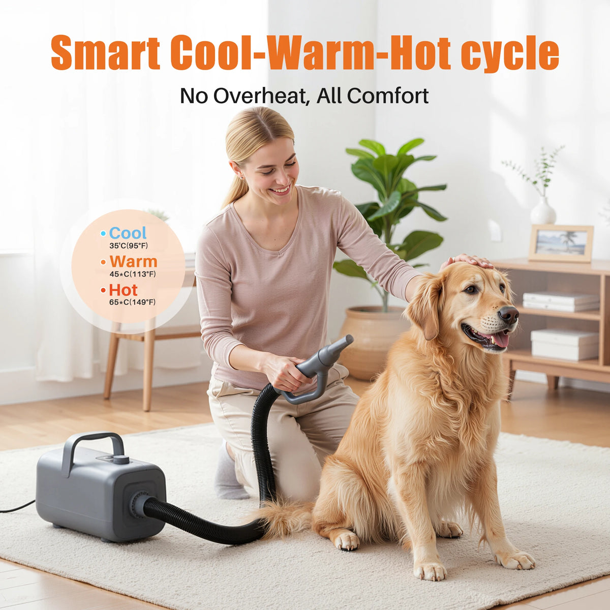 Jhk Low Noise Pet Grooming Vacuum Dryer With Four Nozzles