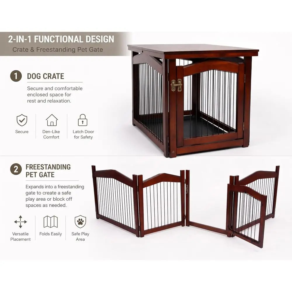 Adjustable Convertible Pet Crate And Secure Walk Through Gate